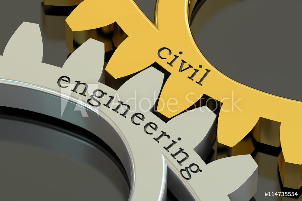 silver and gold engineering gears with the words civil engeering on them